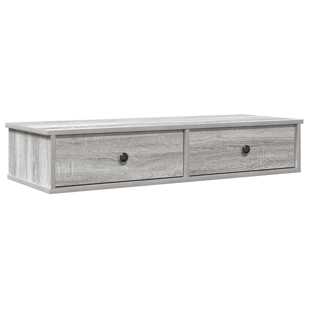 Wall Shelf with Drawers Grey Sonoma 100x37.5x19 cm Engineered Wood