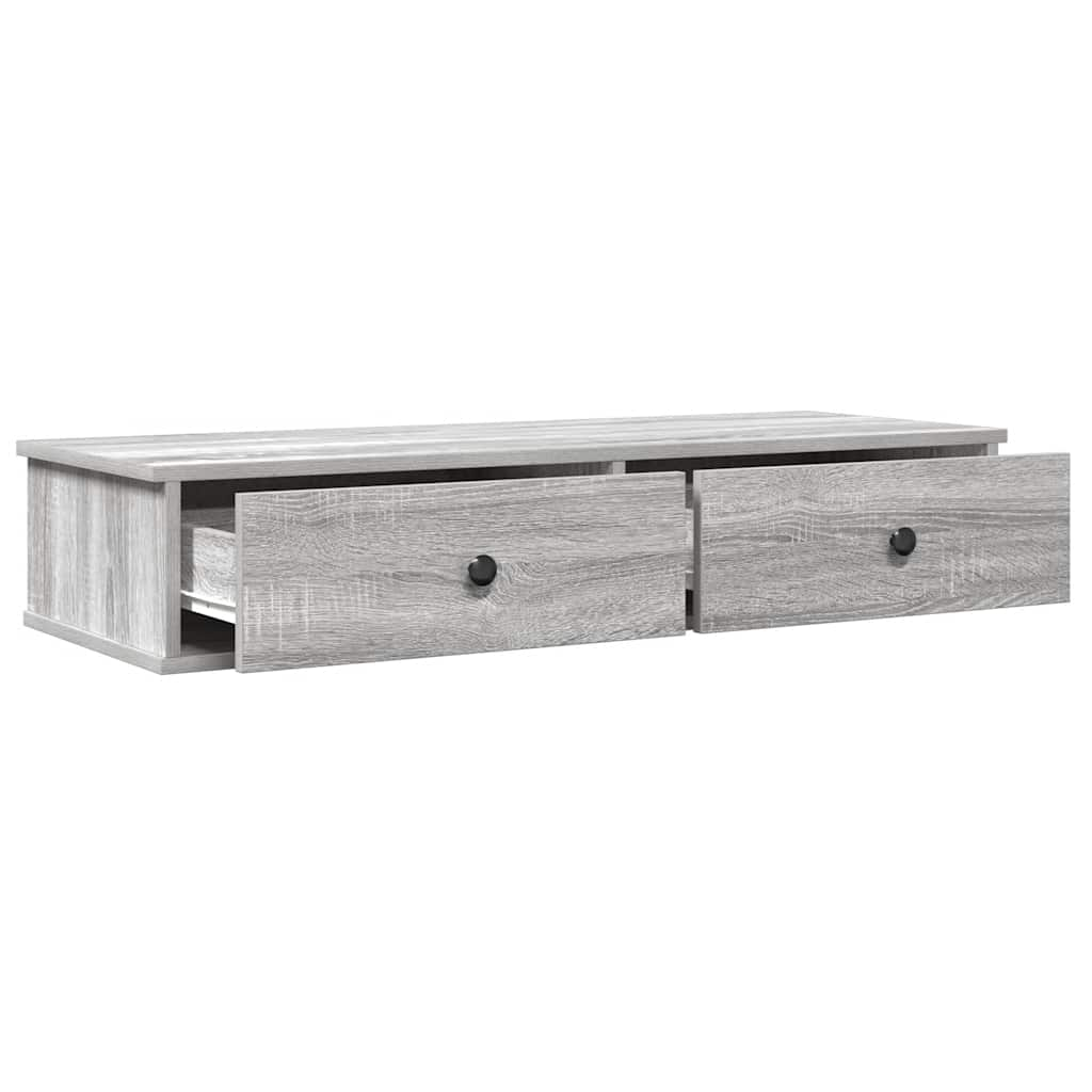 Wall Shelf with Drawers Grey Sonoma 100x37.5x19 cm Engineered Wood