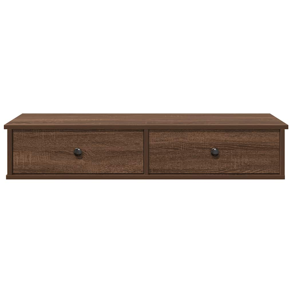 Wall Shelf with Drawers Brown Oak 100x37.5x19 cm Engineered Wood