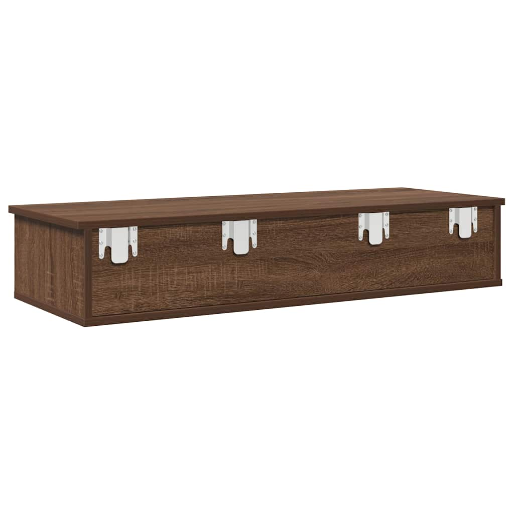 Wall Shelf with Drawers Brown Oak 100x37.5x19 cm Engineered Wood