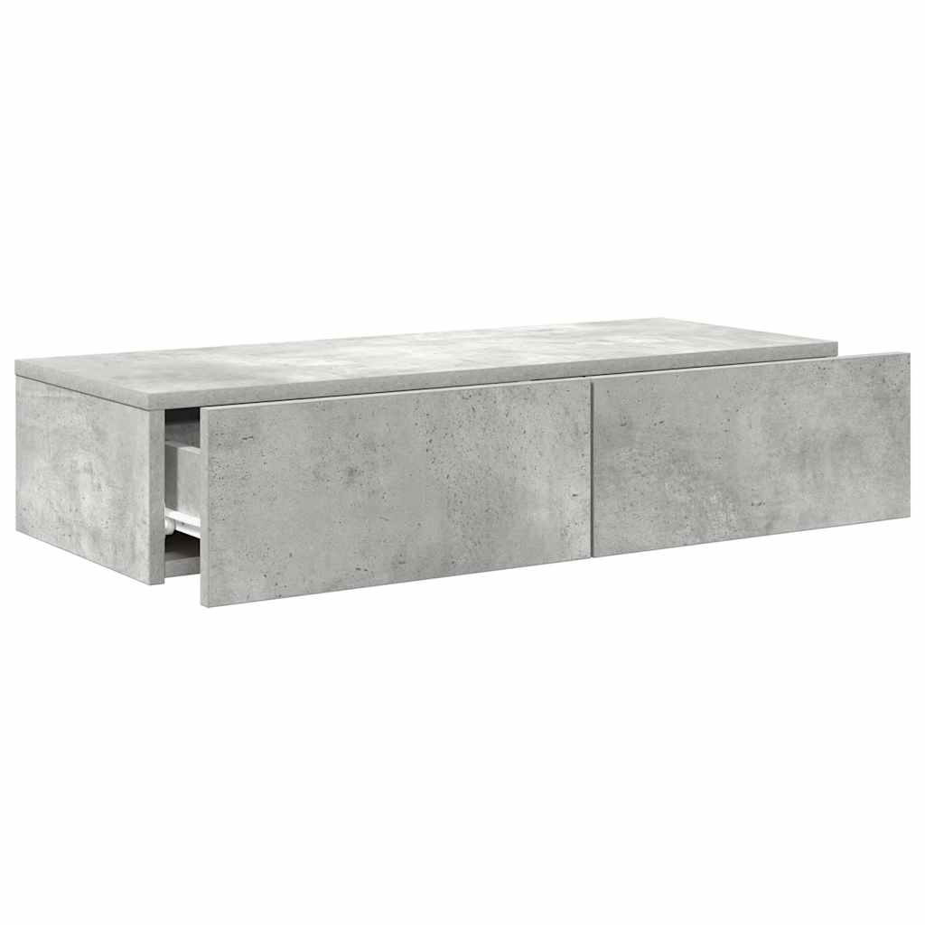 Wall Shelf with Drawers Concrete Grey 80x33x17 cm Engineered Wood