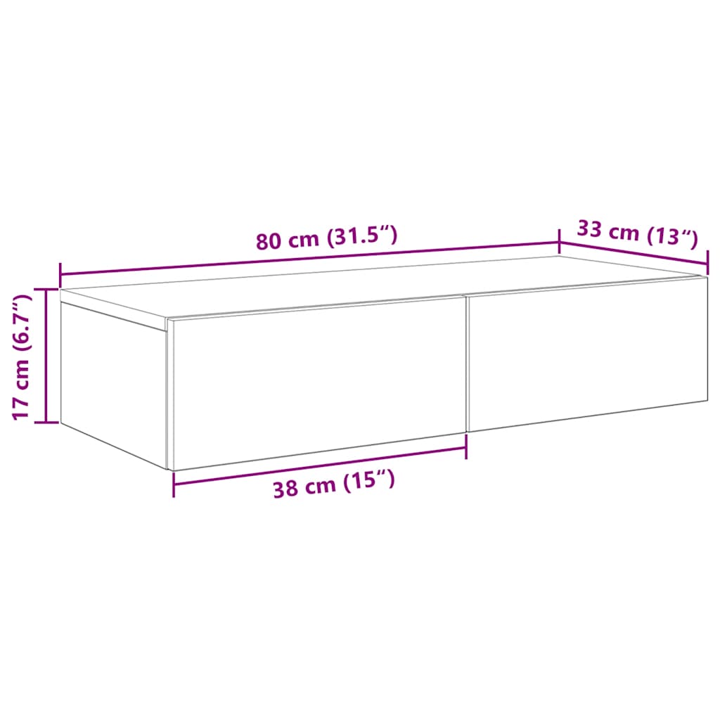 Wall Shelf with Drawers Concrete Grey 80x33x17 cm Engineered Wood