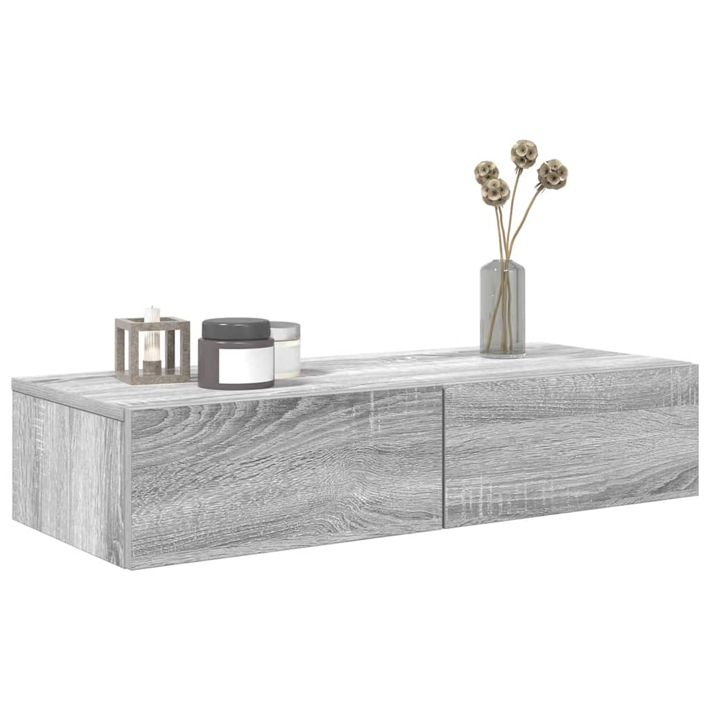 Wall Shelf with Drawers Grey Sonoma 80x33x17 cm Engineered Wood