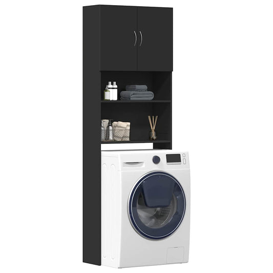 Washing Machine Cabinet Black 64x24x190 cm Engineered Wood